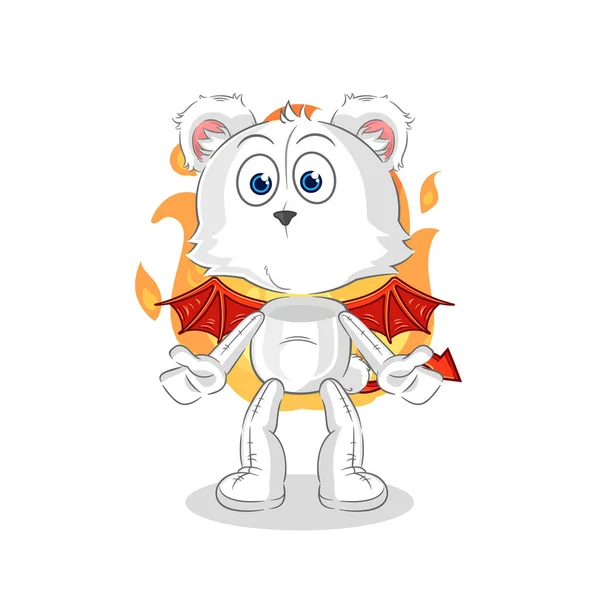 Polar Bear Demon Wings Character Cartoon Mascot Vecto — Stock Vector