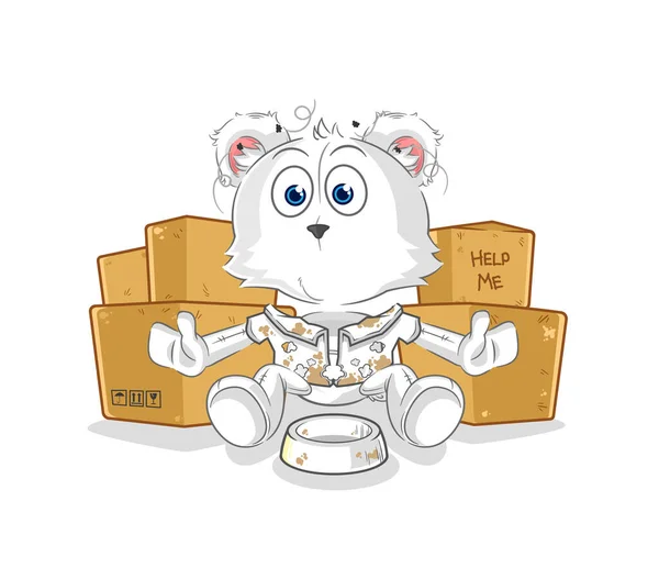 Polar Bear Homeless Character Cartoon Mascot Vecto — Stockvector