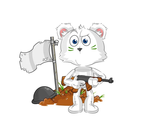 Polar Bear Army Character Cartoon Mascot Vecto — Stock Vector
