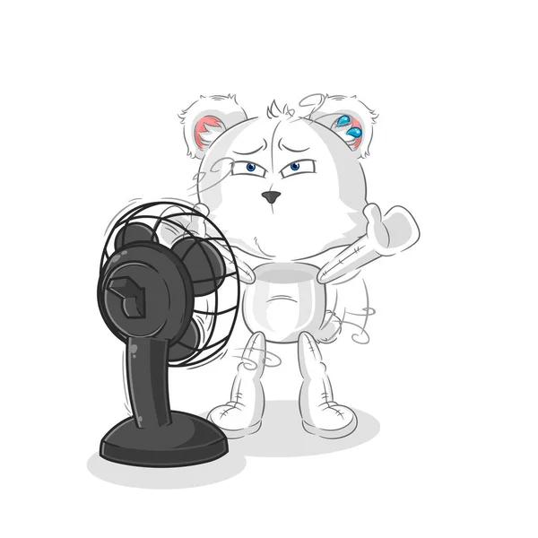Polar Bear Fan Character Cartoon Mascot Vecto — Stock Vector