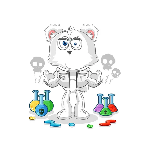 Polar Bear Mad Scientist Illustration Character Vecto — Archivo Imágenes Vectoriales