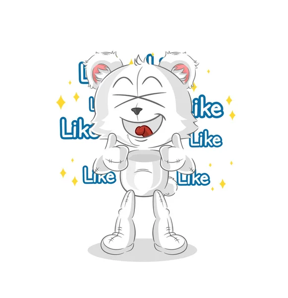 Polar Bear Give Lots Likes Cartoon Vecto — Vettoriale Stock