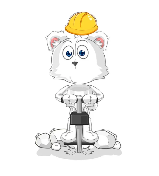Polar Bear Drill Ground Cartoon Character Vecto — Stock Vector