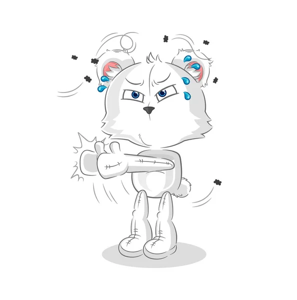 Polar Bear Swat Fly Character Cartoon Mascot Vecto — Vetor de Stock