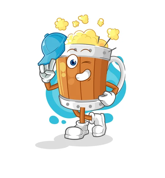 Pivní Hrnek Mladý Chlapec Charakter Cartoo — Stockový vektor
