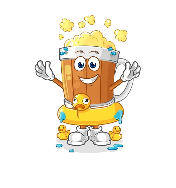 Beer Mug Duck Buoy Cartoon Cartoon Mascot Vecto — 图库矢量图片