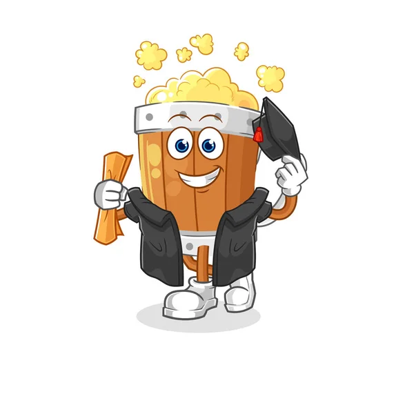 Beer Mug Graduation Vector Cartoon Characte — Image vectorielle