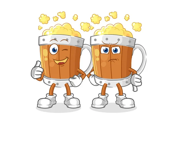 Beer Mug Thumbs Thumbs Cartoon Mascot Vecto — 图库矢量图片