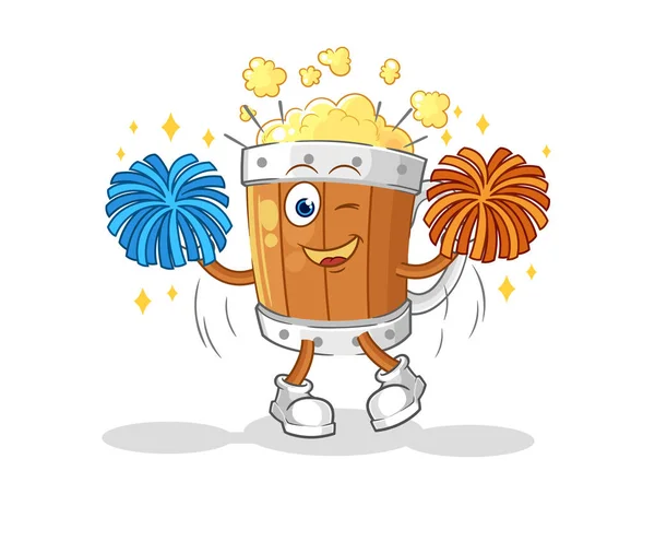 Beer Mug Cheerleader Cartoon Cartoon Mascot Vecto — Vetor de Stock