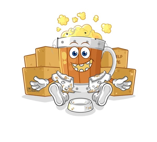 the beer mug homeless character. cartoon mascot vecto