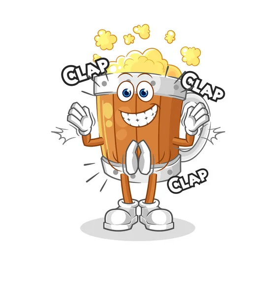 Beer Mug Applause Illustration Character Vecto — Vetor de Stock