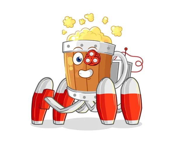 Beer Mug Future Robot Vector Cartoon Characte — 图库矢量图片