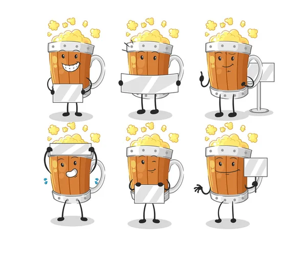 Beer Mug Holding Board Group Character Mascot Vecto — Image vectorielle