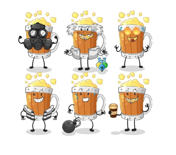 Beer Mug Villain Group Character Cartoon Mascot Vecto — ストックベクタ