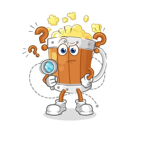 Beer Mug Searching Illustration Character Vecto — 图库矢量图片