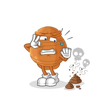 the clay pot with stinky waste illustration. character vecto