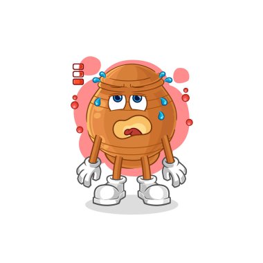 the clay pot low battery mascot. cartoon vecto
