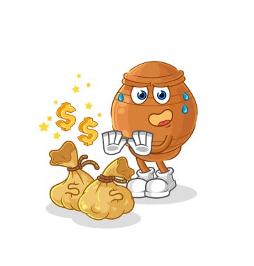 the clay pot refuse money illustration. character vecto