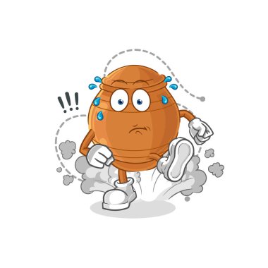 the clay pot running illustration. character vecto