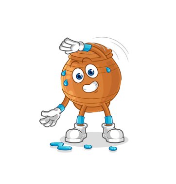 the clay pot stretching character. cartoon mascot vecto