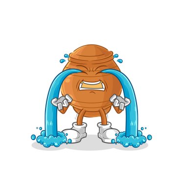 the clay pot crying illustration. character vecto