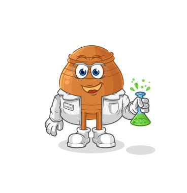 the clay pot scientist character. cartoon mascot vecto