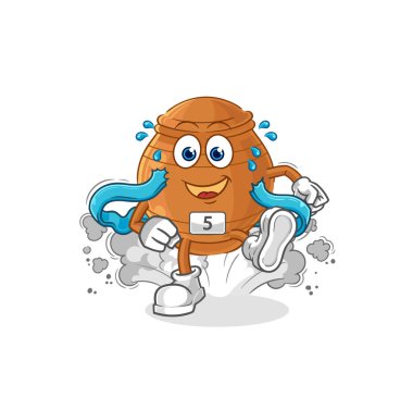 the clay pot runner character. cartoon mascot vecto