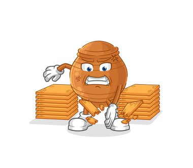 the clay pot karate mascot. cartoon vecto