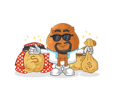 the clay pot rich arabian mascot. cartoon vecto