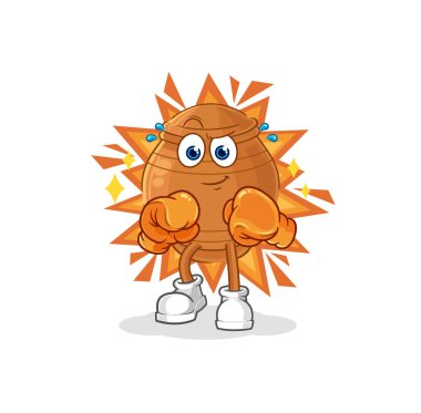 the clay pot boxer character. cartoon mascot vecto