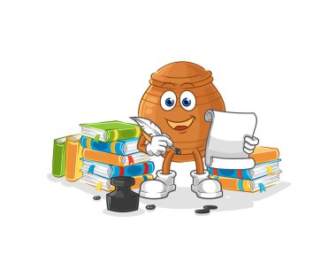 the clay pot writer vector. cartoon characte