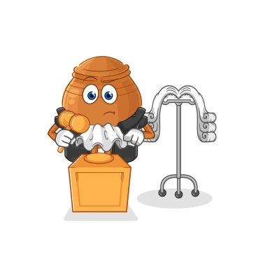 the clay pot judge holds gavel. character vecto