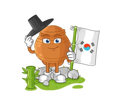 the clay pot korean character. cartoon mascot vecto
