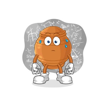 the clay pot thinking hard vector. cartoon characte