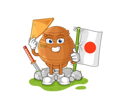 the clay pot japanese vector. cartoon characte