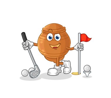 the clay pot playing golf vector. cartoon characte