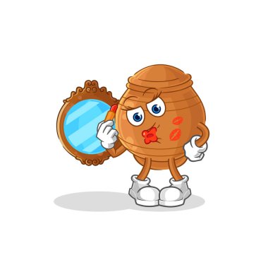 the clay pot make up mascot. cartoon vecto