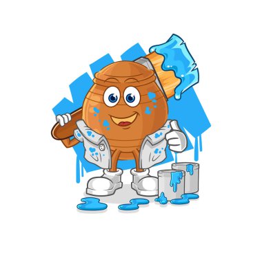 the clay pot painter illustration. character vecto