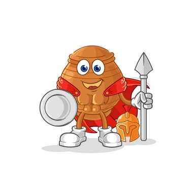 the clay pot spartan character. cartoon mascot vecto