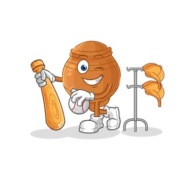 the clay pot playing baseball mascot. cartoon vecto