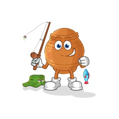 the clay pot fisherman illustration. character vecto