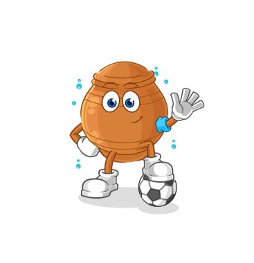 the clay pot playing soccer illustration. character vecto