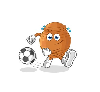 the clay pot kicking the ball cartoon. cartoon mascot vecto