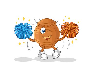 the clay pot cheerleader cartoon. cartoon mascot vecto