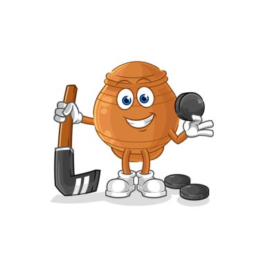 the clay pot playing hockey vector. cartoon characte
