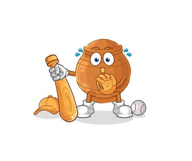 the clay pot baseball Catcher cartoon. cartoon mascot vecto