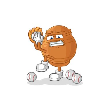 the clay pot baseball pitcher cartoon. cartoon mascot vecto