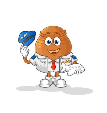 the clay pot pilot mascot. cartoon vecto