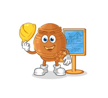the clay pot Architect illustration. character vecto