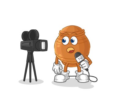 the clay pot tv reporter cartoon. cartoon mascot vecto